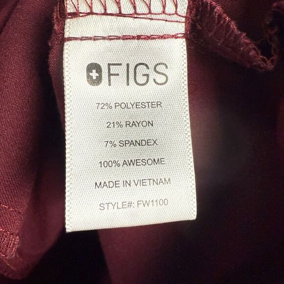 Figs casma scrub top womens Large burgundy two pocket healthcare nursing - Picture 4 of 7